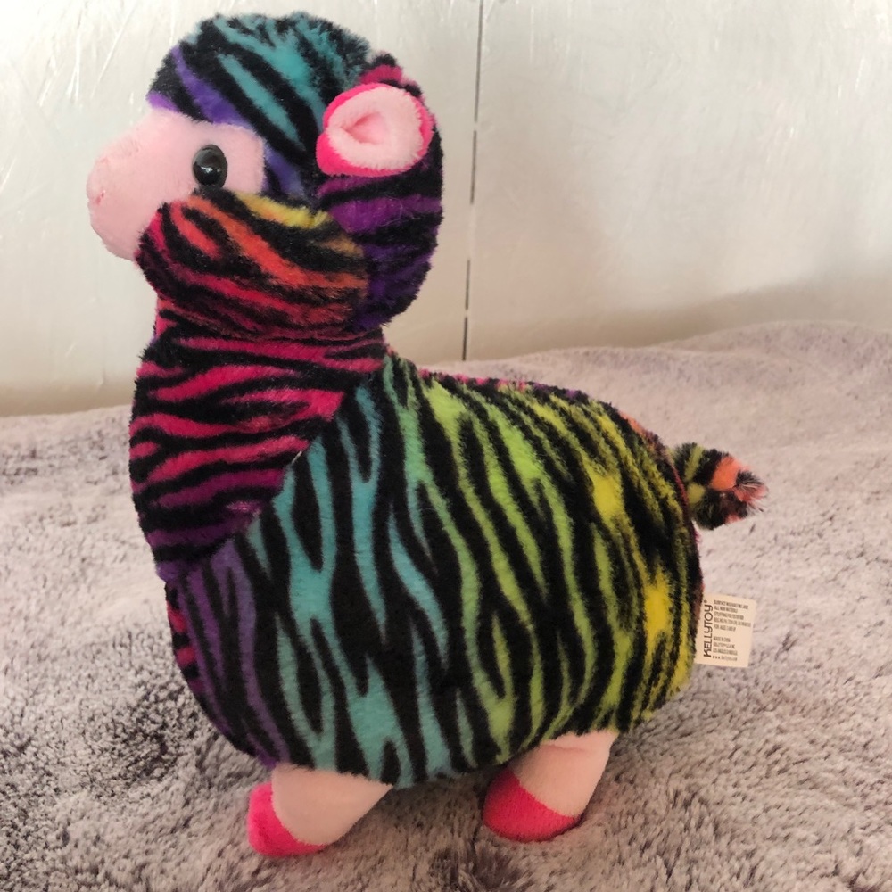 Kellytoy Llama Alpaca Plush Stuffed Animal 12" Baby Soft Rainbow zebra